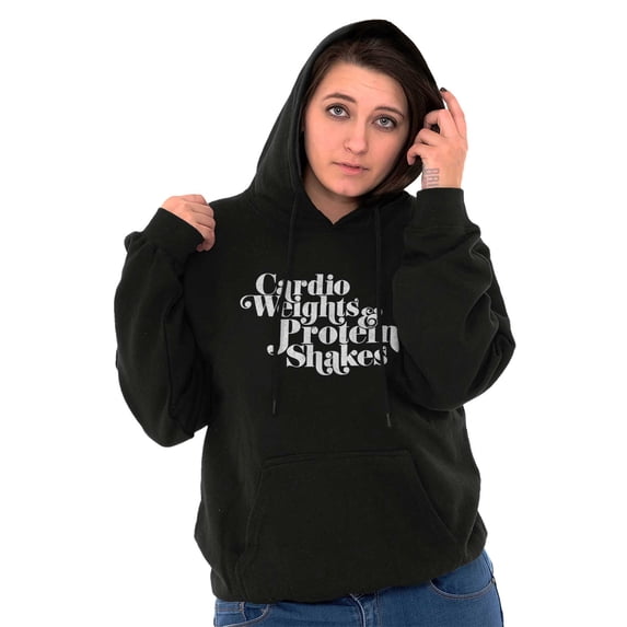 Cute Cardio Weights Protein Shakes Hoodie Sweatshirt Women Brisco Brands X