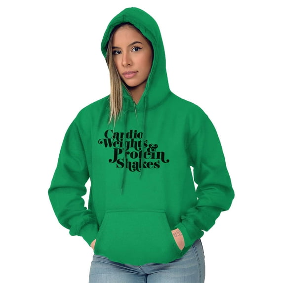 Cute Cardio Weights Protein Shakes Women Plus Size Graphic Pullover Hoodie Brisco Brands 4X