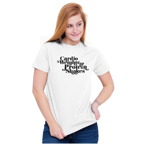 Cute Cardio Weights Protein Shakes Women's Graphic T Shirt Tees Brisco Brands L