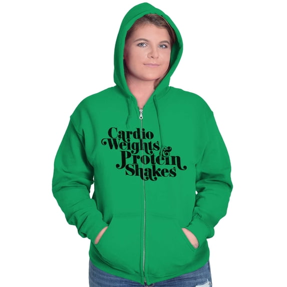 Cute Cardio Weights Protein Shakes Zip Hoodie Sweatshirt Women Brisco Brands 3X