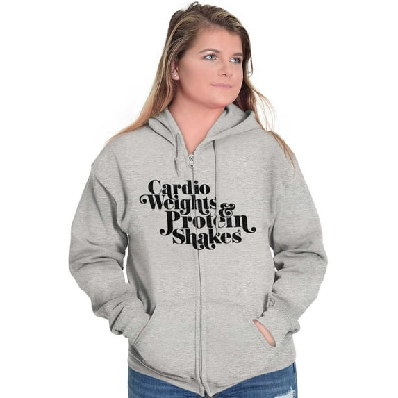 Cute Cardio Weights Protein Shakes Zip Hoodie Sweatshirt Women Brisco Brands S