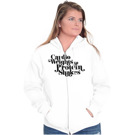 Cute Cardio Weights Protein Shakes Zip Hoodie Sweatshirt Women Brisco Brands X