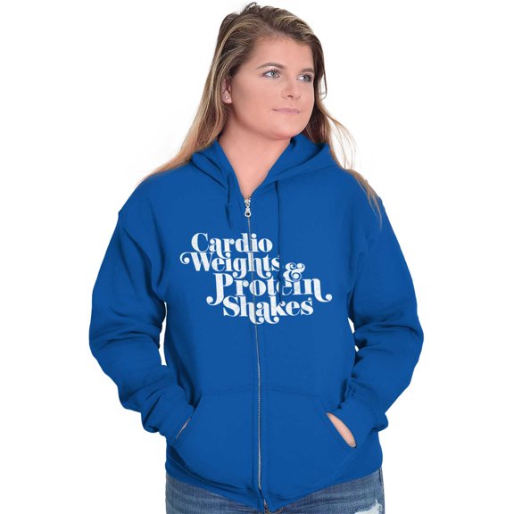 Cute Cardio Weights Protein Shakes Zip Hoodie Sweatshirt Women Brisco Brands X