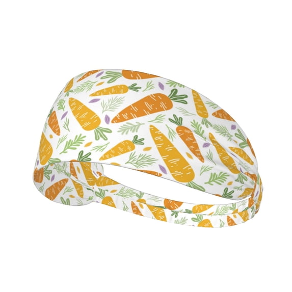 Cute Carrot Green Leaves Headbands for Women Men, Workout Elastic Sweat Band for Yoga Running Cycling Gym Exercise Non Slip Head Bands for Women's Hair