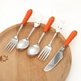 thumbnail image 1 of Cute Carrot Handle Knife and Fork Tableware Creative Children Spoon Rabbit Fruit Fork Eating Scoop and Spoon（5pc）, 1 of 9