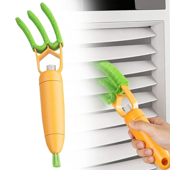 Cute Carrot Shaped Microfiber Duster, Detachable Washable Window Shutter Dusting Brush, for Car Vents, Fans, Bedroom & Dorm, Compact Storage-Friendly Dust Cleaner for Cleaning Folder