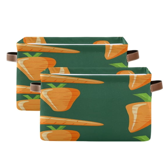 Cute Carrots Cartoon Square Storage Bins with Handles Collapsible Containing Box 2 Packs