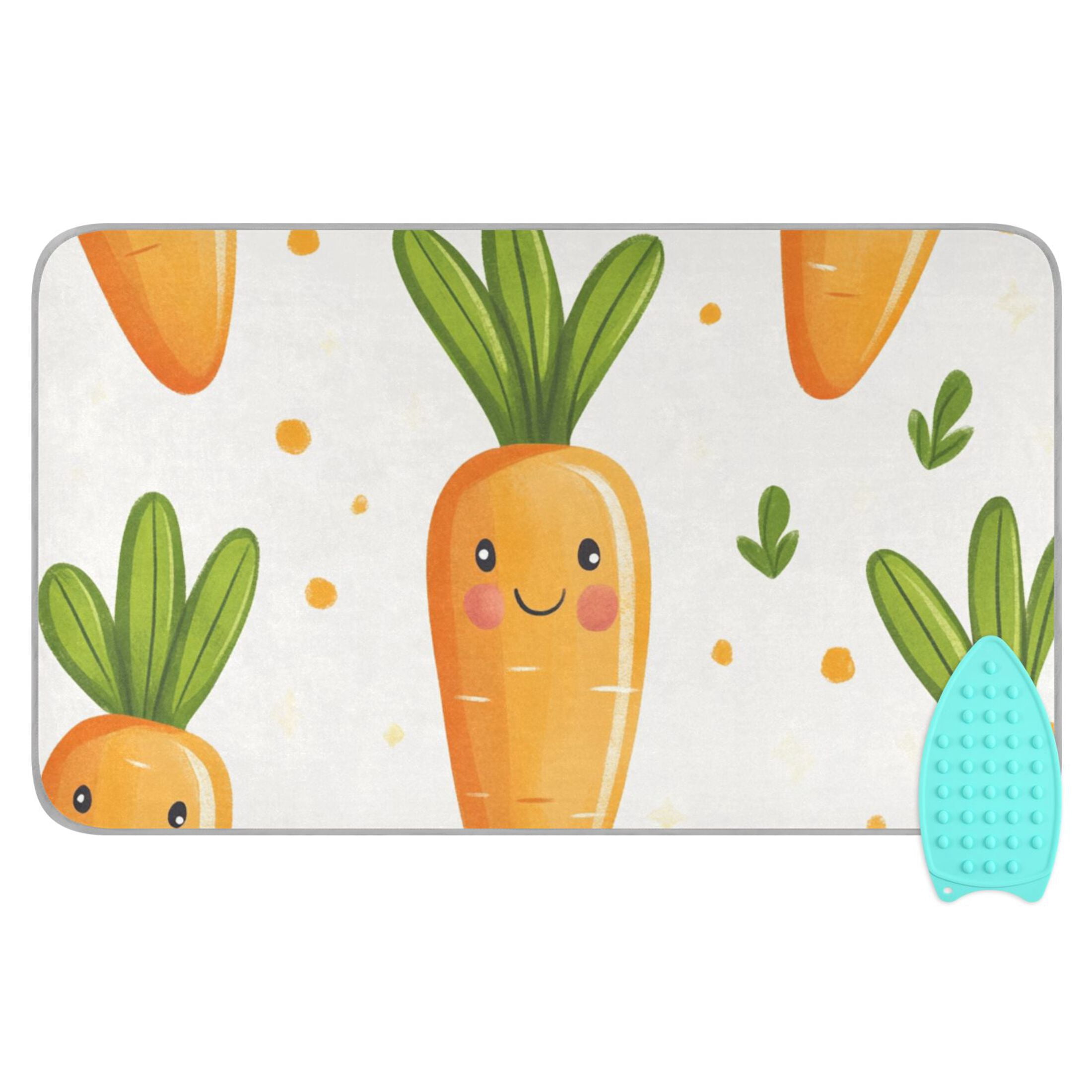 Cute Carrots Leaves Dots Hand Drawn Ironing Mat Blanket Portable Travel Ironing Pad Heat Resistant Pad 47.2" x 27.6”
