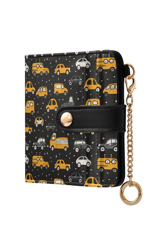 Cute Cars Small Wallet for Women RFID Blocking Bifold PU Leather Credit Card Holder with Zipper Coin Pocket Compact Cute Travel Purse Magnetic Snap 7 Card Slots