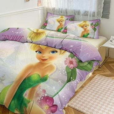 Cute Cartoom Anime Tinkerbell Bedding Sets Girls Boys Teens Comforter Sets With 2 Pillowcases, Soft Bedding Set Full