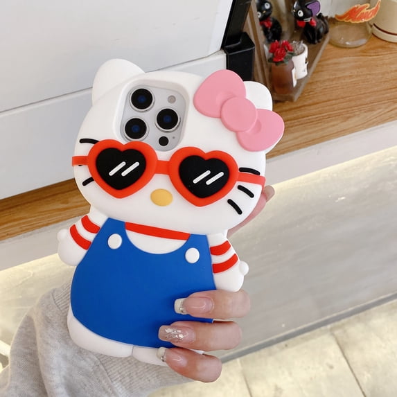 Cute Cartoon 3D Hello Kitty Phone Case For iPhone 16 15 14 13 12 Pro ...