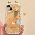 thumbnail image 1 of Cute Cartoon 3D Transparent Pink Rabbit Green Frog Brown Bear Wavy Border Phone Case for IPhone 15 14 13 12 11 ProMax Soft Cover (Brown bear,iPhone14), 1 of 7
