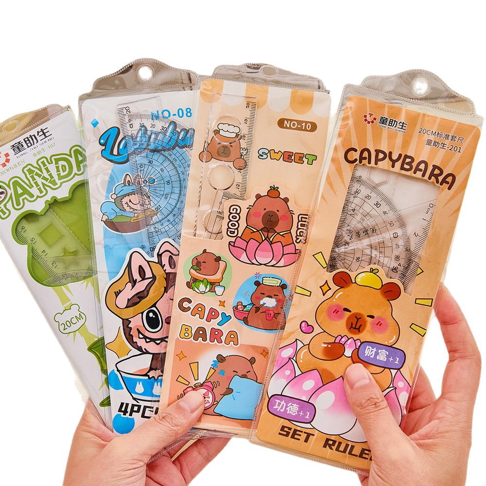 Cute Cartoon 4-Piece Soft Ruler Set for Students - Triangular Ruler ...