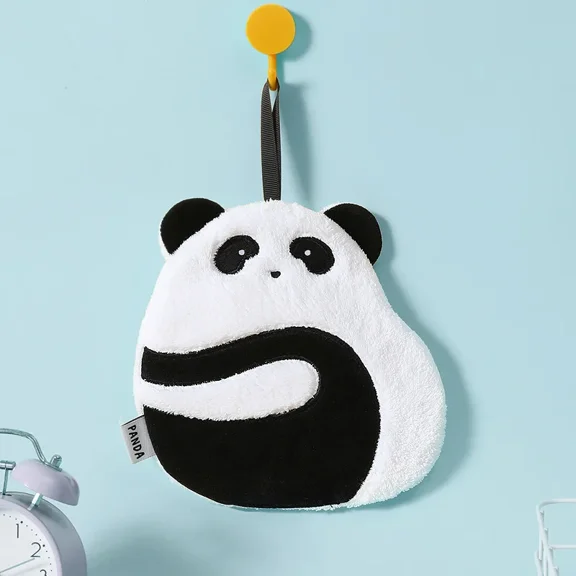 Cute Cartoon Absorbent Hand Towel for Kids, Chic Bathing Towel, Non-shedding Hanging Panda Wipe Towel, Soft Hand Towels