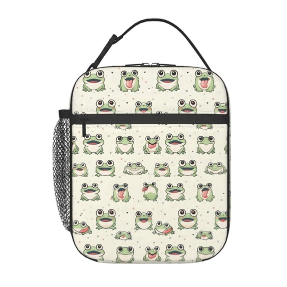 Cute Cartoon Adorable Fun Green Lunch Bag Portable Thermal Lunch Box for Men and Women