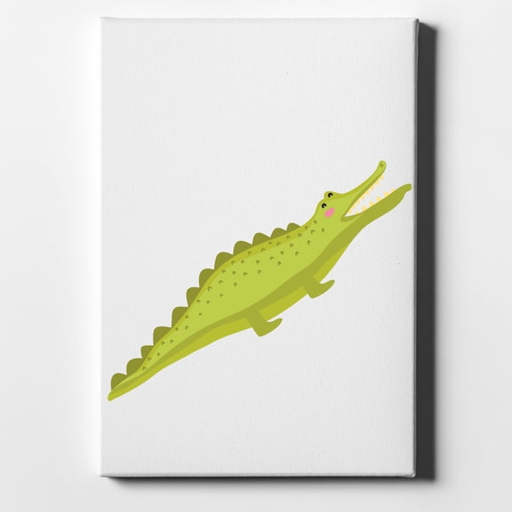 Cute Cartoon Alligator - 8" x 10" - Decorative Canvas Wall Art - White Edge - 5/8" Gallery Wrapped