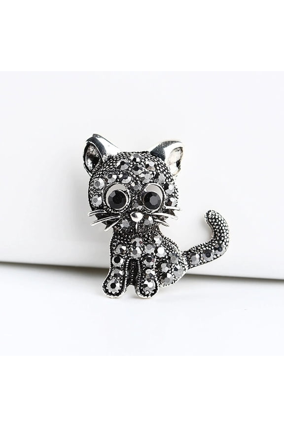 Cute Cartoon Animal Brooch with Retro Diamond Studded Hollow Design - Women's Clothing Pin Fashion Jewelry Accessory, 1 Piece (3.1x3 cm)