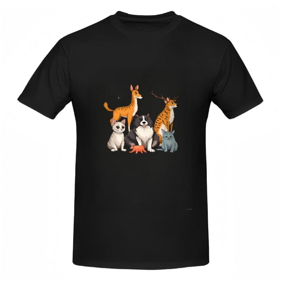 Cute Cartoon Animal Print Cotton Short Sleeve T-Shirts for Women - Fun Dog Cat Fox Deer & Orange Creature Design Tee Tops