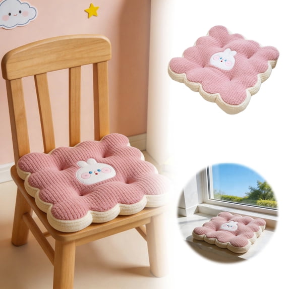 Cute Cartoon Animal Seat Cushion Non- Soft Plush Chair Pad Thickened Comfortable Seat Cushion for Kids Adults Dorm Bedroom Desk Chair Home Office Use