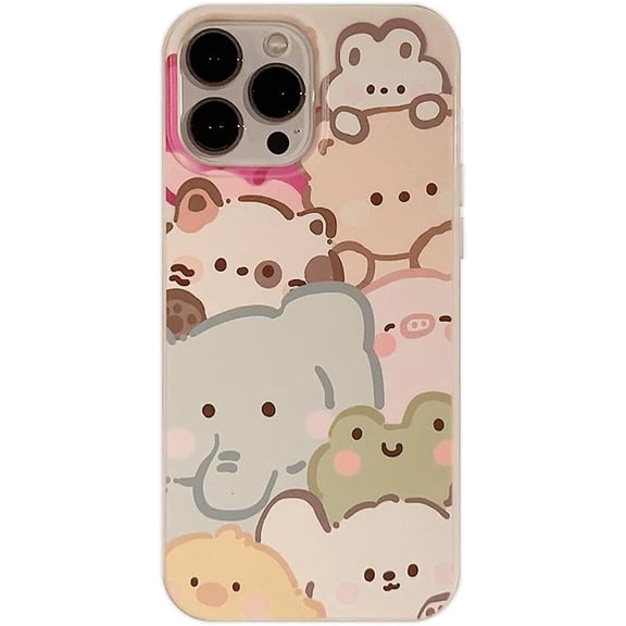 Cute Cartoon Animal Watercolor Soft for iPhone Case (White,iPhone 12 Pro Max)