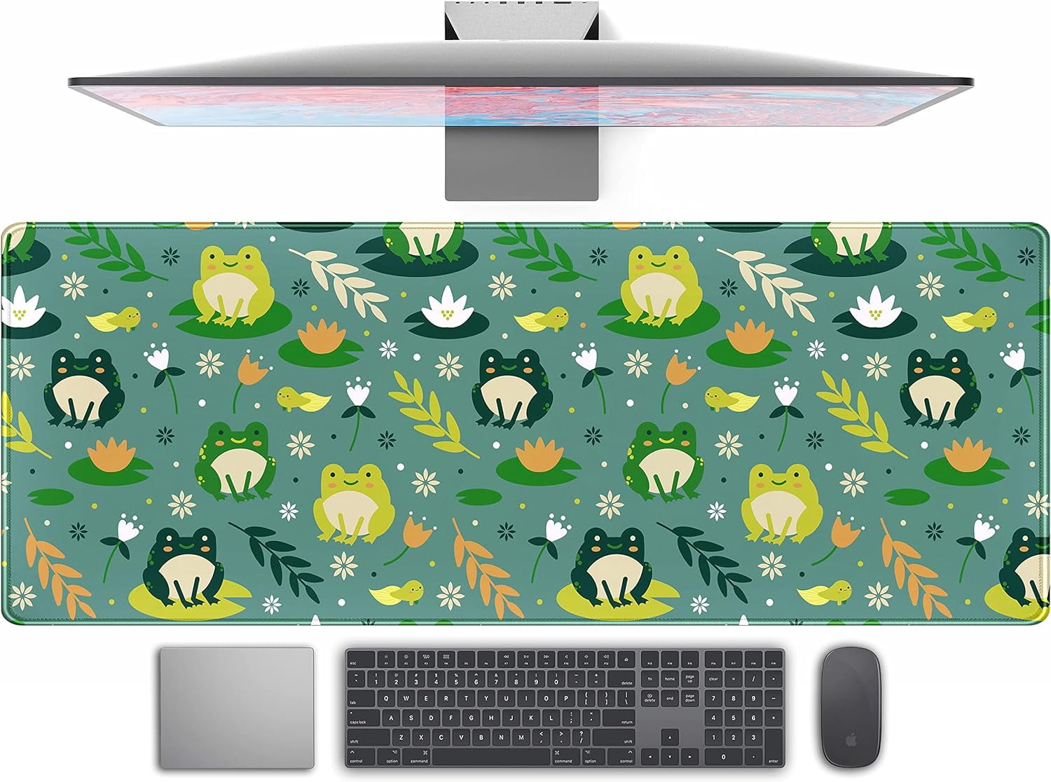 Cute Cartoon Anime Frog Theme Desk Mat XL Large Computer Gaming Mouse ...