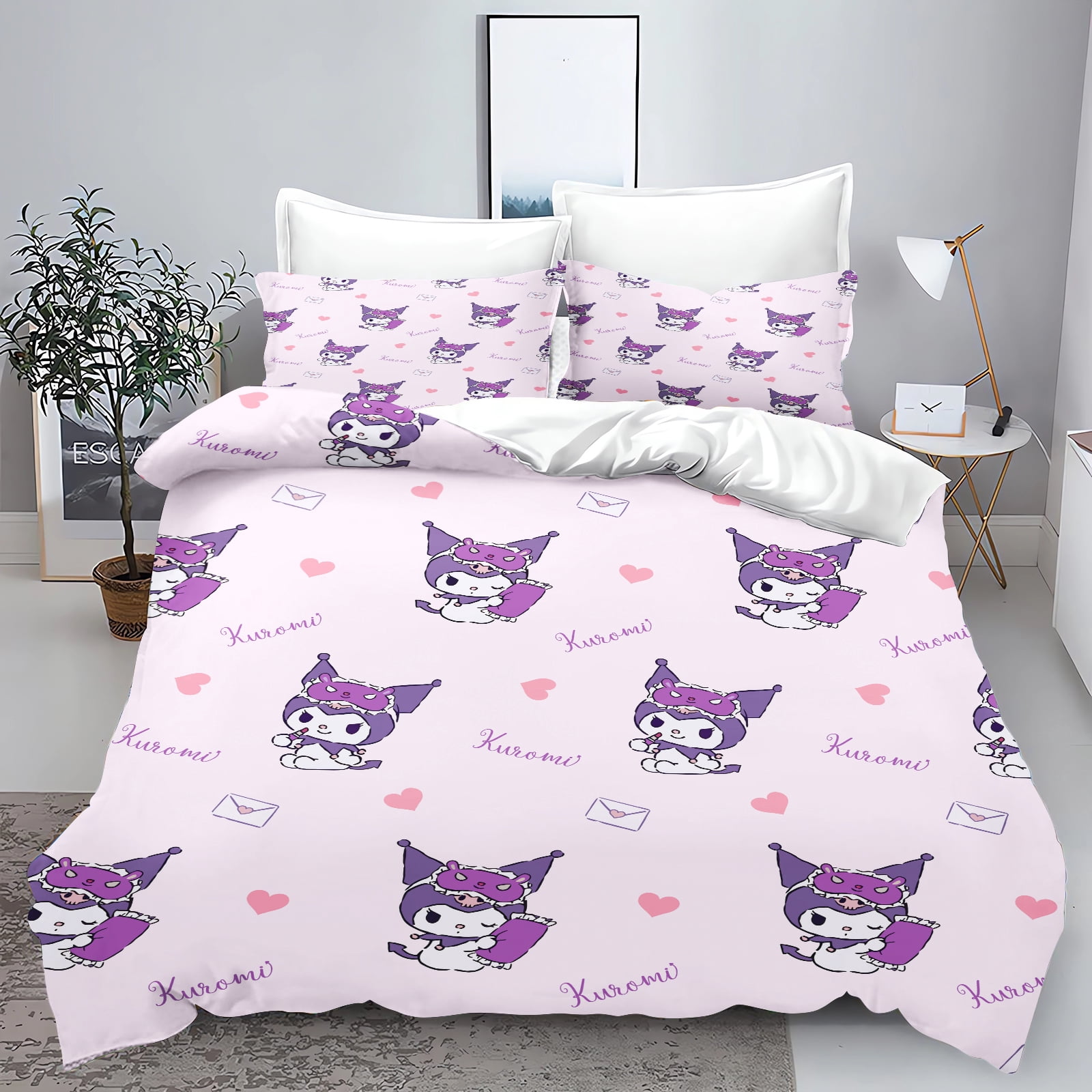 Cute Cartoon Anime Kuromi Home Duvet Cover Sanrio 100% Polyester Adult ...