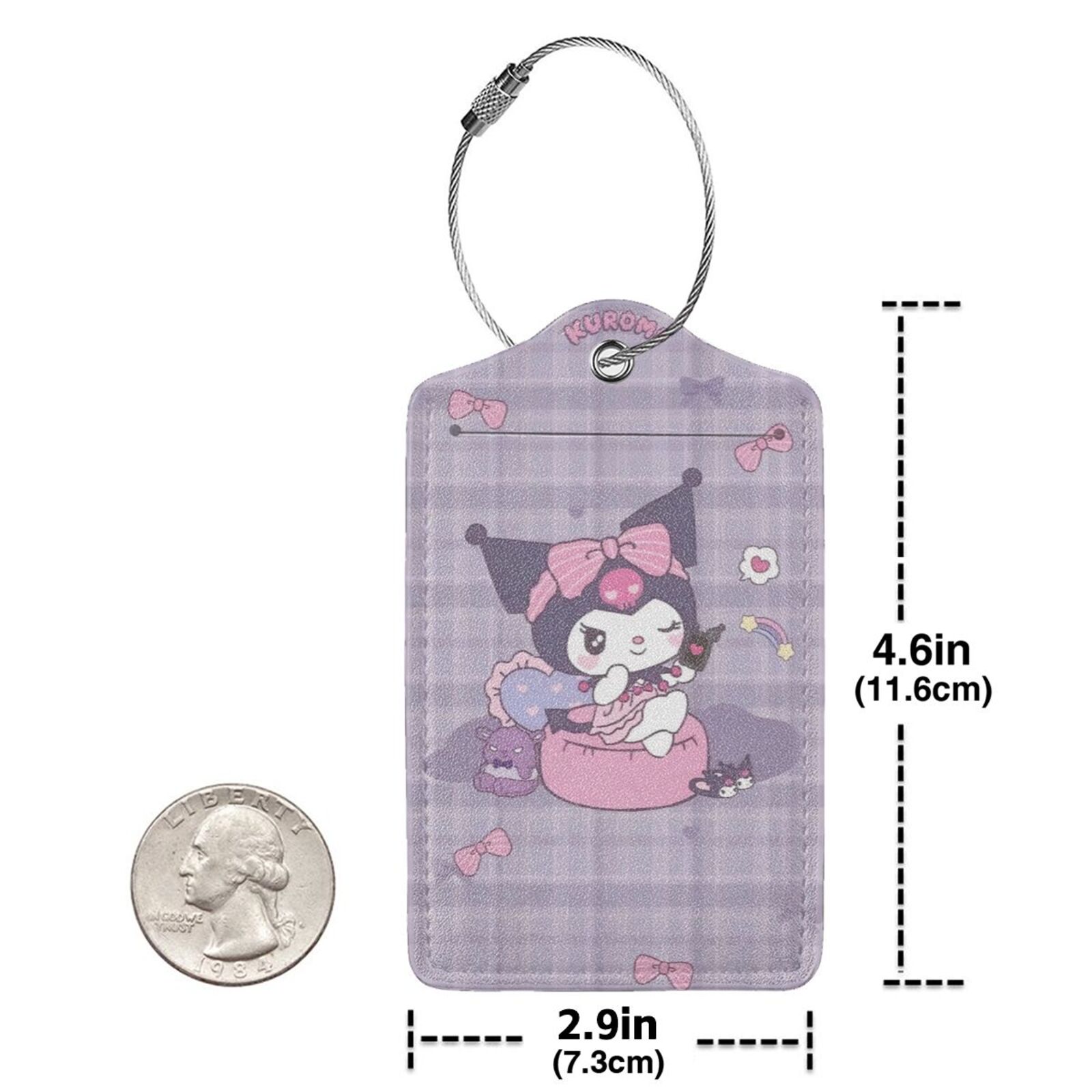 Cute Cartoon Anime Kuromi Name ID Labels with Privacy Flap Kawaii My