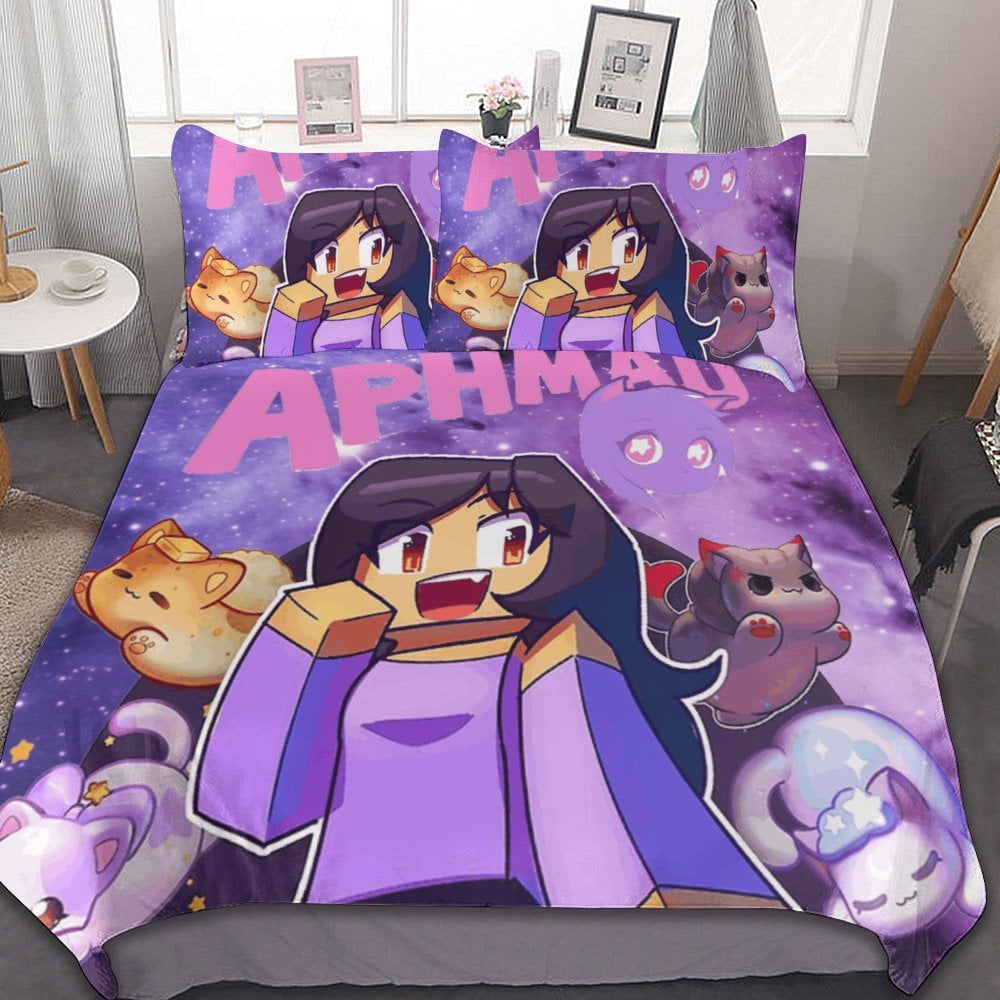 Cute Cartoon Aphmau Bedding Set Full Size Duvet Cover Set for Girls ...