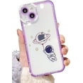 thumbnail image 1 of Cute Cartoon Astronaut Clear Soft Phone Case Compatible with iPhone Case (Purple,iPhone 14), 1 of 6