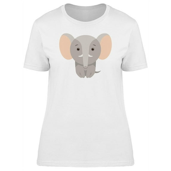 Cute Cartoon Baby Elephant T-Shirt Women -Image by Shutterstock, Female Large