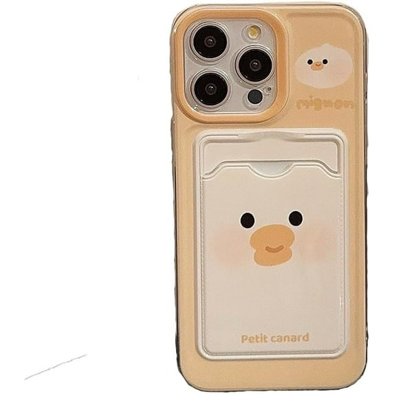 Cute Cartoon Bear Duck Couples Wallet Card Slot Soft Phone Case Compatible with iPhone Case (Duck,iPhone 12 Pro)