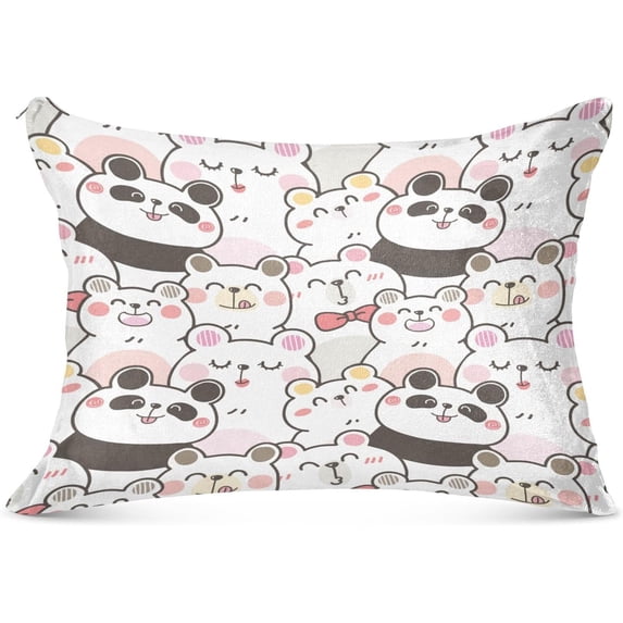 Cute Cartoon Bear Pillowcase Standard Size, Super Soft Pillow Shams Covers, Plush Cozy Pillow Cases with Zipper, 20" X 26"(422) Home Decor Gifts
