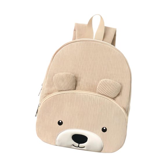 Cute Cartoon Bear School Backpack Practical Corduroy Daypack Comfortable Strap