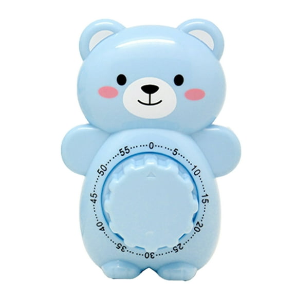 Cute Cartoon Bear Timers 60 Minutes Mechanical Kitchen Cooking Timer Clock Loud Alarm Counters Manual Timer - Blue