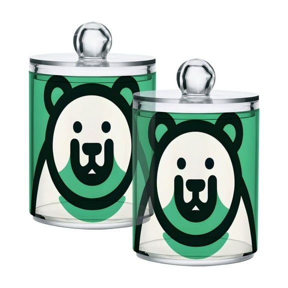 Cute Cartoon Bear Translucent Plastic Cans Storage Canisters with Lid Set of 2