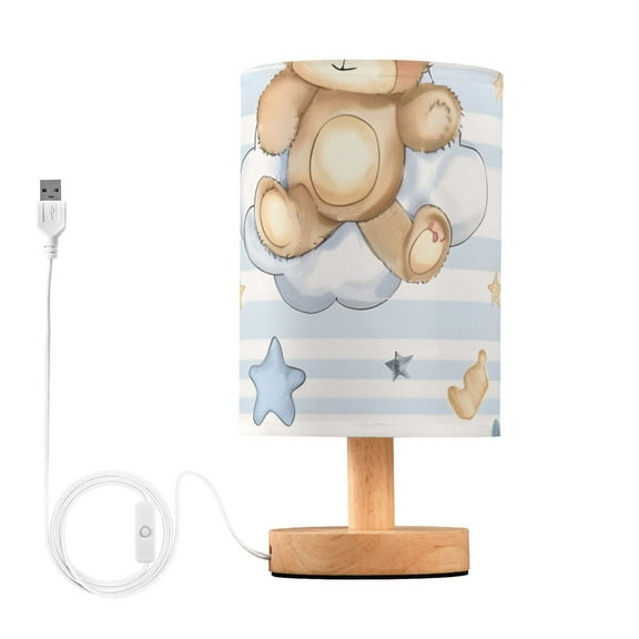 Cute Cartoon Bears Clouds Stars Table Lamp with USB Port LED Warm Light Lamp Night Light Home Decor