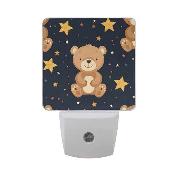 Cute Cartoon Bears with Stars LED Night Light with Smart Sensor Plug Into Wall Dusk to Dawn 2 packs