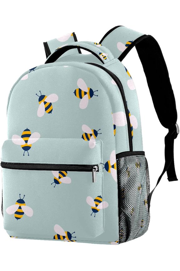 Cute Cartoon Bee Backpack For Middle School Student, Durable Daypack With Adjustable Strap