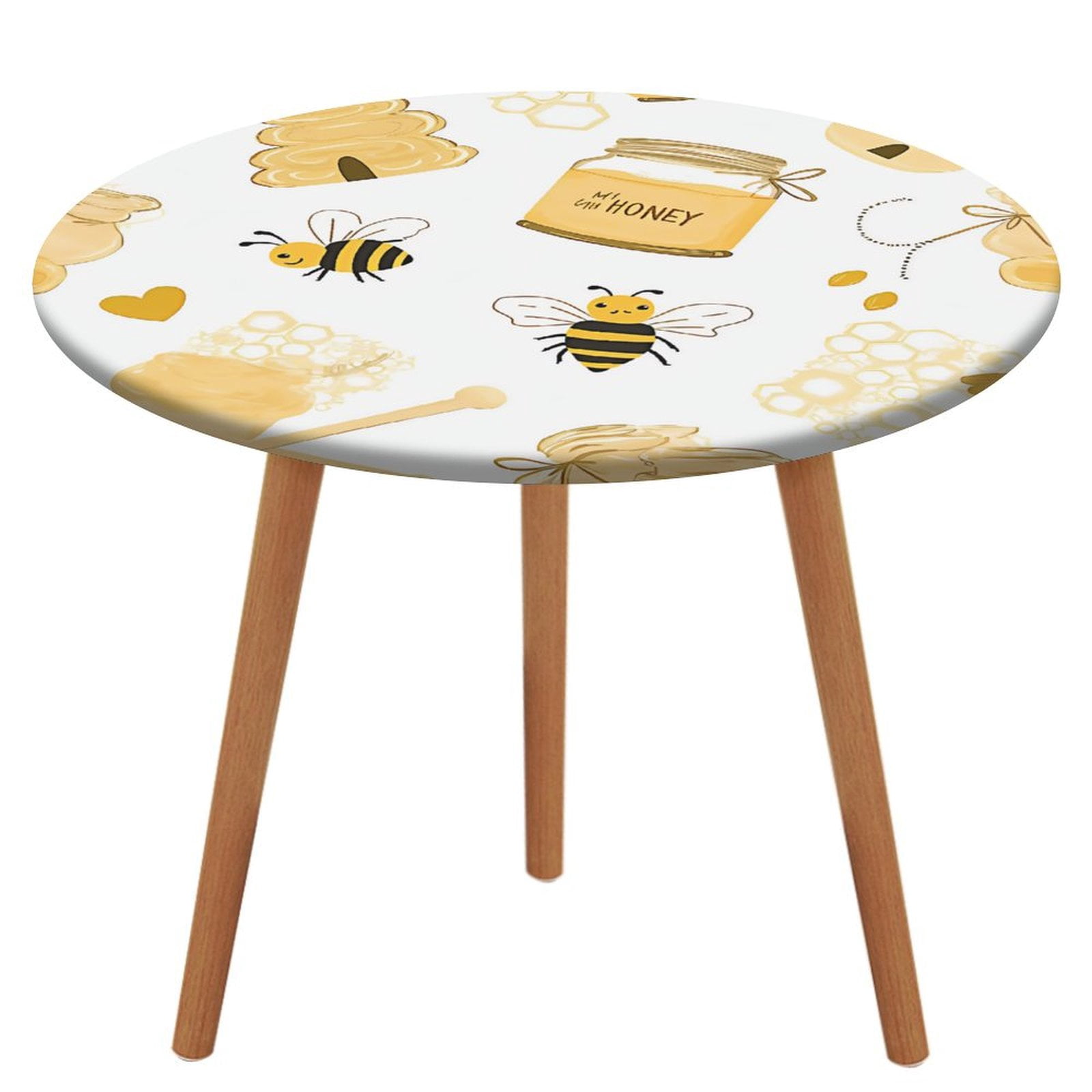 Cute Cartoon Bees And Flowers Pattern Round Tablecloth Waterproof ...