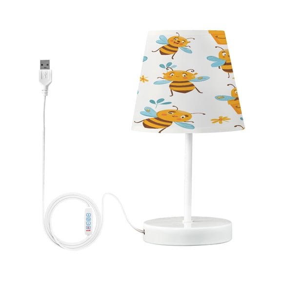 Cute Cartoon Bees with Bucket Desk Lamp LED Table Nightstand Lamps with 3 Color Temperatures for Home Bedroom Living Room Decor 8x12