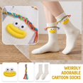 thumbnail image 1 of Cute Cartoon Big Mouth Crew Socks, Colorful Braided Rope Funny Face Casual Cotton Socks, Comfort Soft Daily Wear Mid Calf Socks for Women, 1 of 5