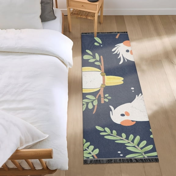 Cute Cartoon Birds Bedroom Runner Rug 2'x 6' Non Slip Carpet Indoor Home Area Rug Living Room