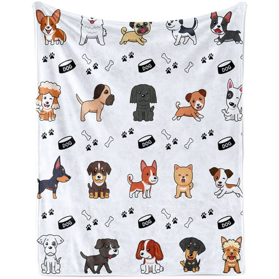 Cute Cartoon Blanket with Dogs on It for Boys Girls, Soft Little Dogs Baby Crib Flannel Blanket for Nursery, Cozy Warm Puppy Fuzzy Throw Blanket Gift for Dogs Lover Newborn Toddler Pets,(30"x40")