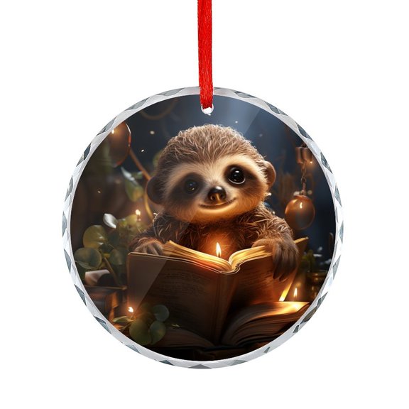 Cute Cartoon Bookworm Sloth Reading Books Ornament for Home Office Xmas Tree Decor Darling Sloth Themed Christmas Holiday Christmas Ornaments 2025
