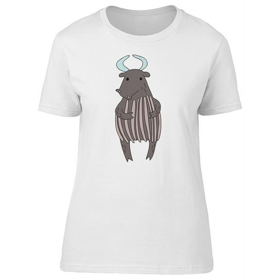 Cute Cartoon Bull T-Shirt Women -Image by Shutterstock, Female Medium
