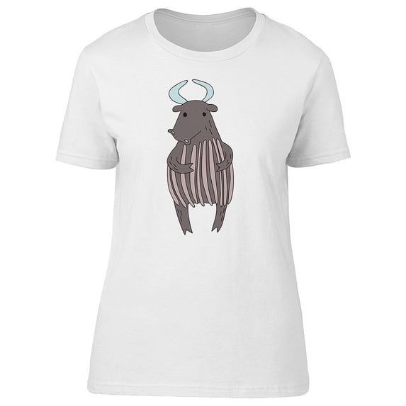 Cute Cartoon Bull T-Shirt Women -Image by Shutterstock, Female Medium