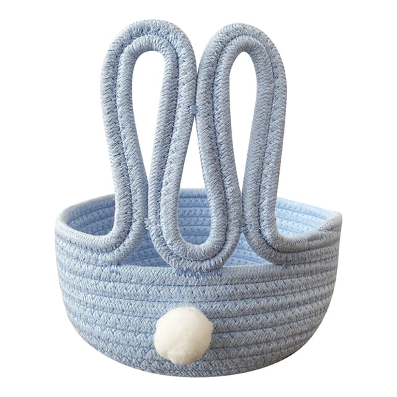 Cute Cartoon Bunny Cotton Yarn Storage Basket – Lightweight Knitting Organizer for Yarn, Toys, Snacks & Small Items, Light Blue