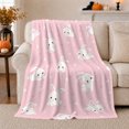 thumbnail image 1 of Cute Cartoon Bunny, Playful Woodland Scene, Warm Flannel Blanket for Sunroom and Reading Nook with Detailed Artwork, Wildlife Lovers Thanksgiving Gift, Playful Home Decor, 1 of 9