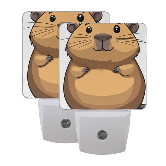 Cute Cartoon Capybara LED Night Light with Smart Sensor Plug Into Wall Dusk to Dawn 2 packs