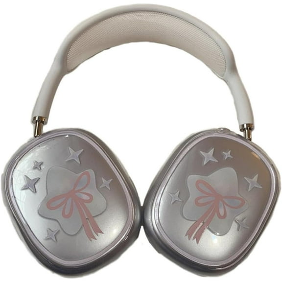 Cute Cartoon Case for AirPods Max Headphones,Clear Soft TPU Skin Anti-Scratch,Transparent Accessories Ultra Protective Cover for AirPods Max (Bow)